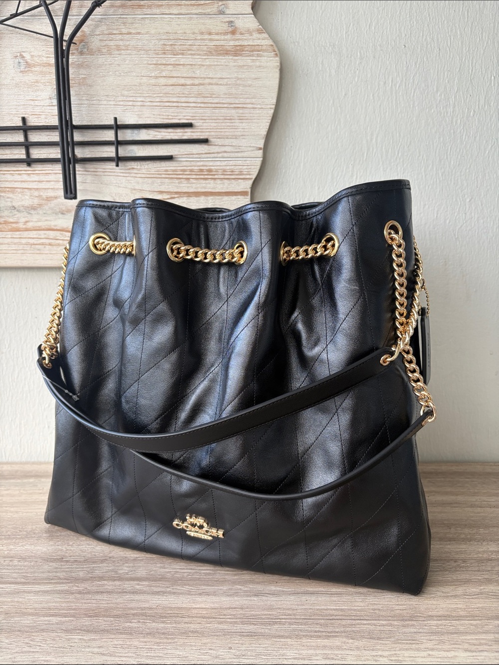 Coach evelyn large quilted